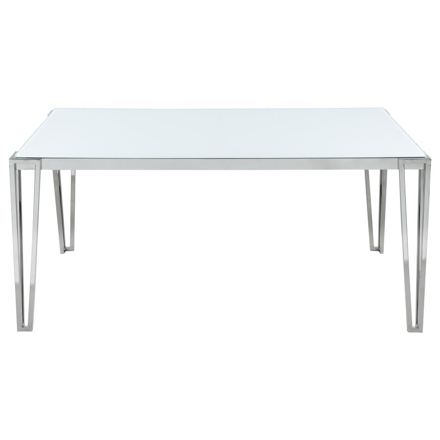 PAULINE RECTANGULAR 64-INCH GLASS TOP DINING TABLE CHROME