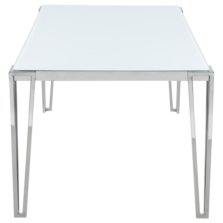 PAULINE RECTANGULAR 64-INCH GLASS TOP DINING TABLE CHROME