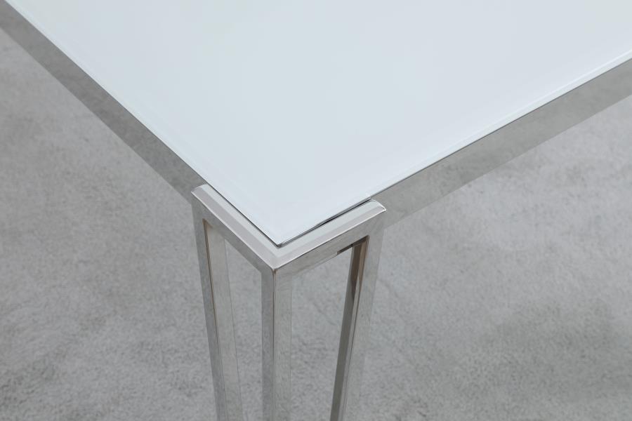 PAULINE RECTANGULAR 64-INCH GLASS TOP DINING TABLE CHROME