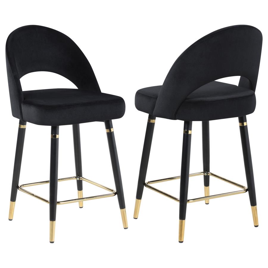 LINDSEY VELVET UPHOLSTERED COUNTER CHAIR BLACK (SET OF 2)