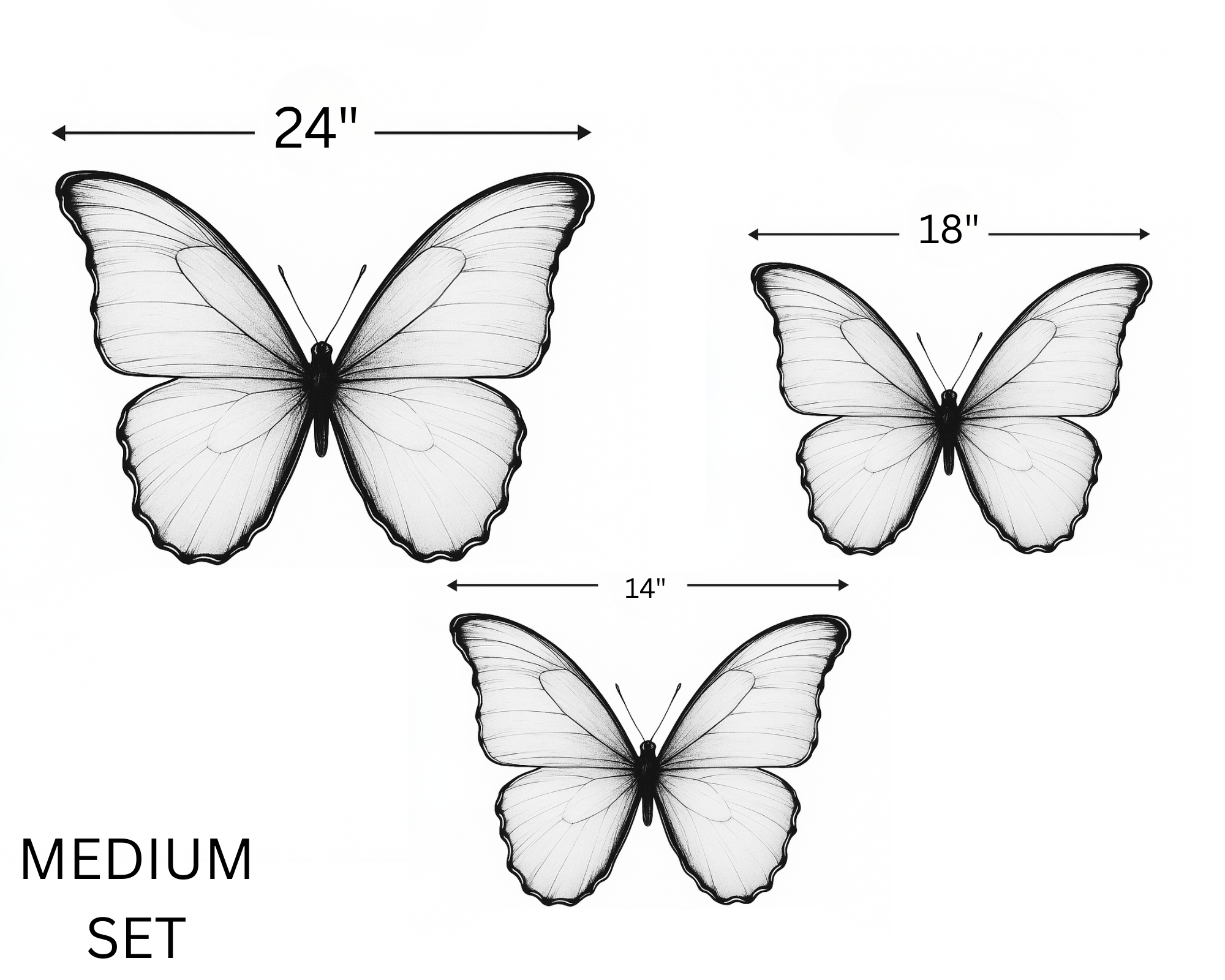 3 PCS SET ACRYLIC BUTTERFLY WITH MIRROR