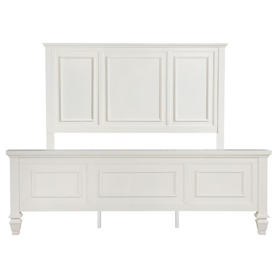 SANDY BEACH WOOD PANEL BED CREAM WHITE