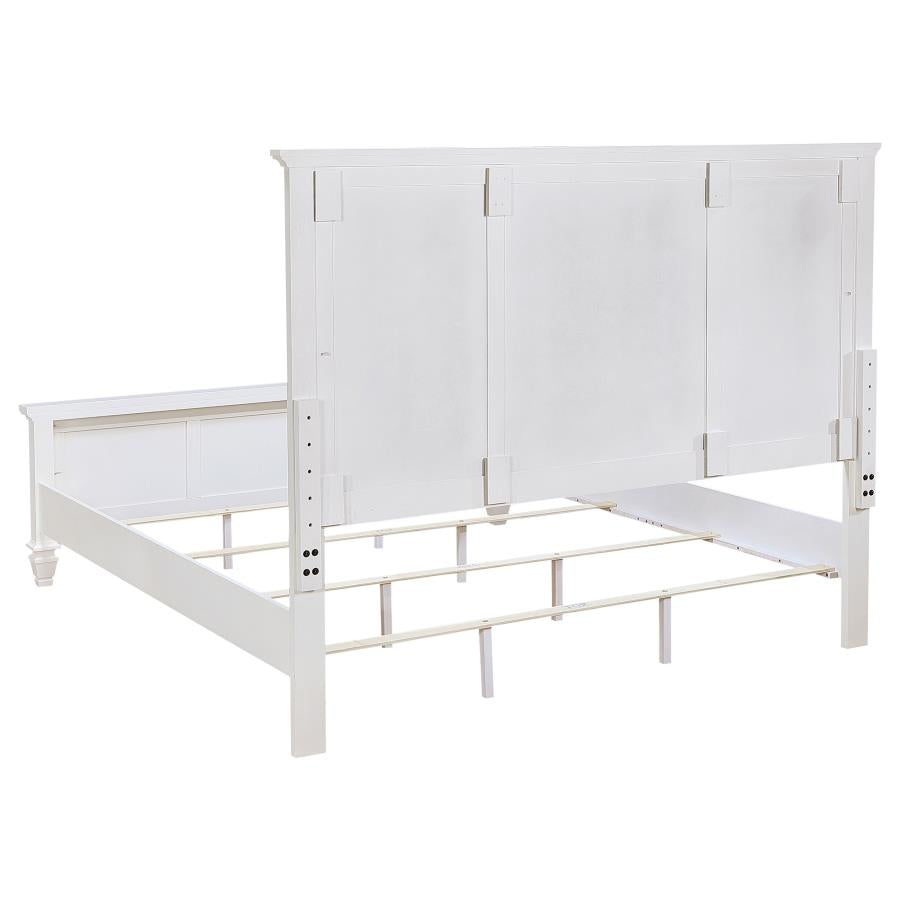 SANDY BEACH WOOD PANEL BED CREAM WHITE