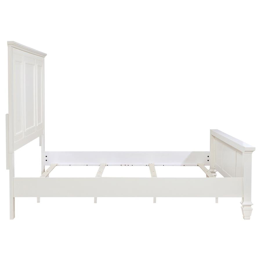 SANDY BEACH WOOD PANEL BED CREAM WHITE