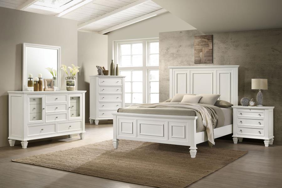 SANDY BEACH WOOD PANEL BED CREAM WHITE