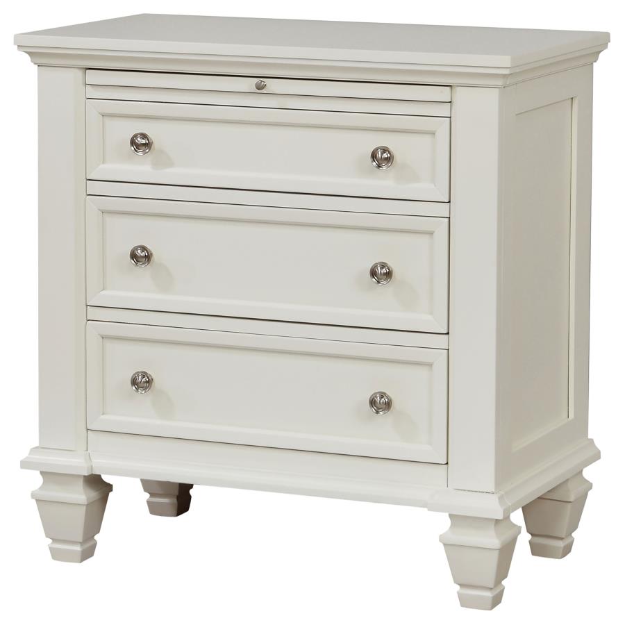 SANDY BEACH 3-DRAWER NIGHTSTAND CREAM WHITE