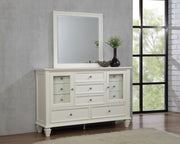 SANDY BEACH 11-DRAWER DRESSER WITH MIRROR CREAM WHITE