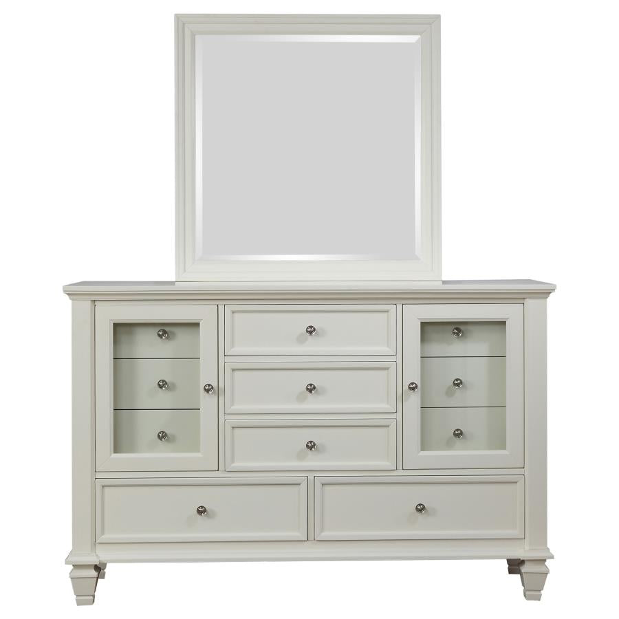SANDY BEACH 11-DRAWER DRESSER WITH MIRROR CREAM WHITE