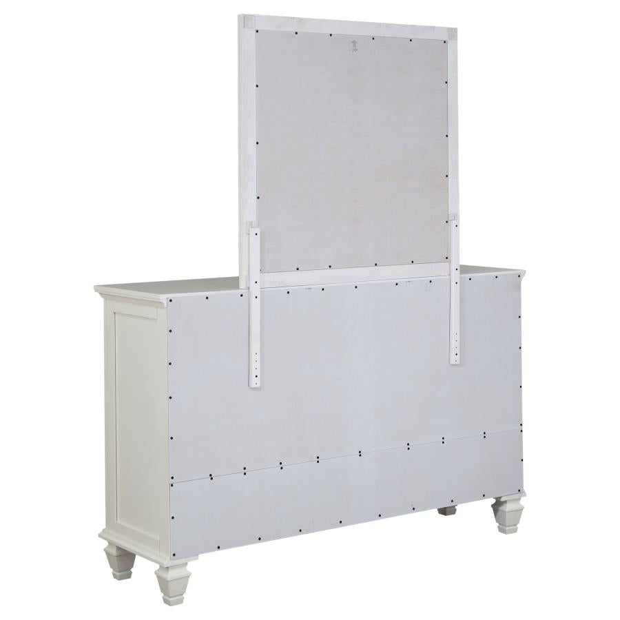 SANDY BEACH 11-DRAWER DRESSER WITH MIRROR CREAM WHITE