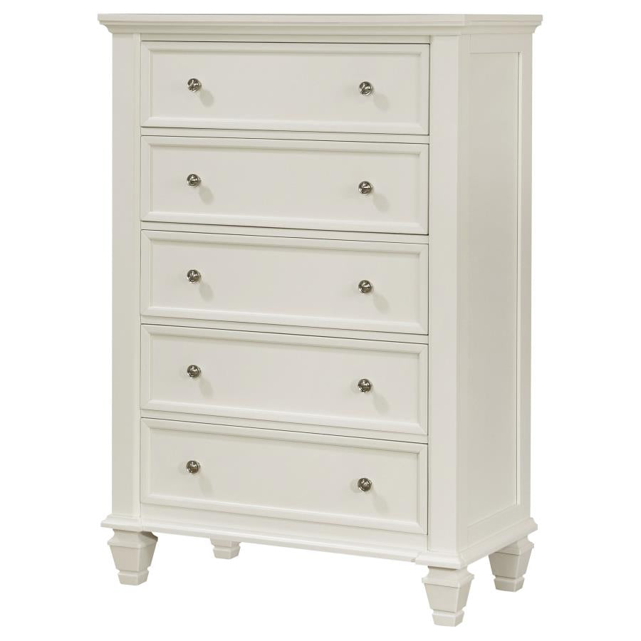 SANDY BEACH 5-DRAWER BEDROOM CHEST CREAM WHITE