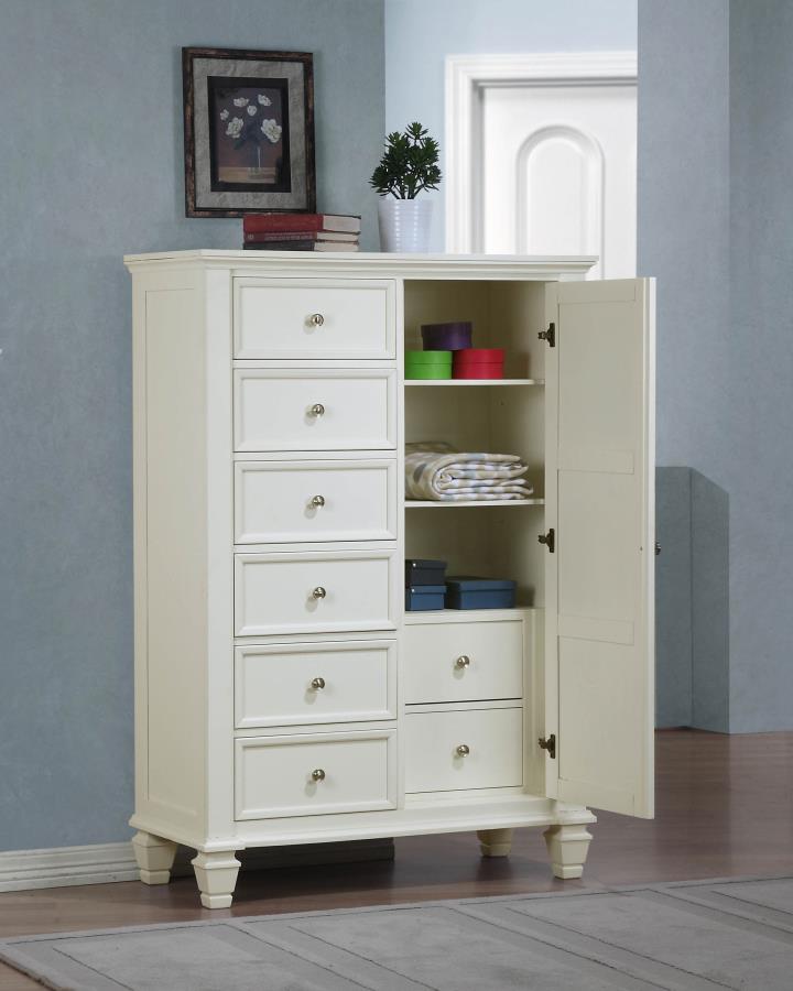 SANDY BEACH 8-DRAWER DOOR CHEST CREAM WHITE