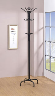 COLLIER 12 HOOK FREESTANDING COAT RACK HAT HANGER BLACK