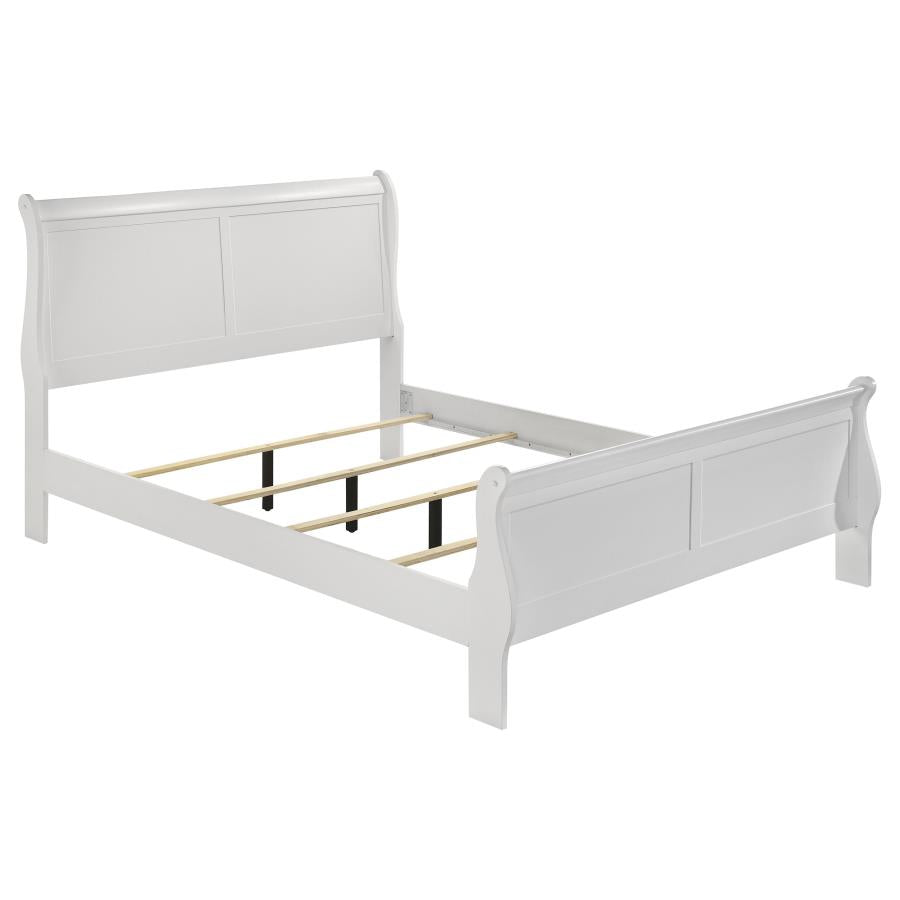 LOUIS PHILIPPE SLEIGH PANEL BED WHITE