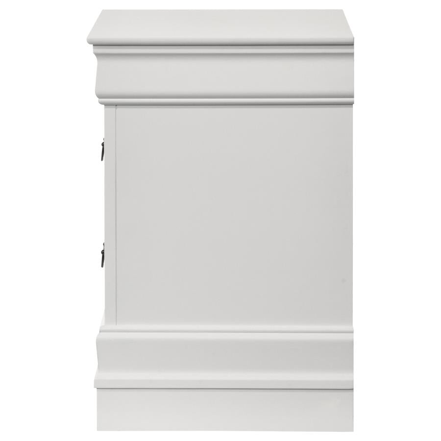 LOUIS PHILIPPE 2-DRAWER NIGHTSTAND BEDSIDE TABLE WHITE