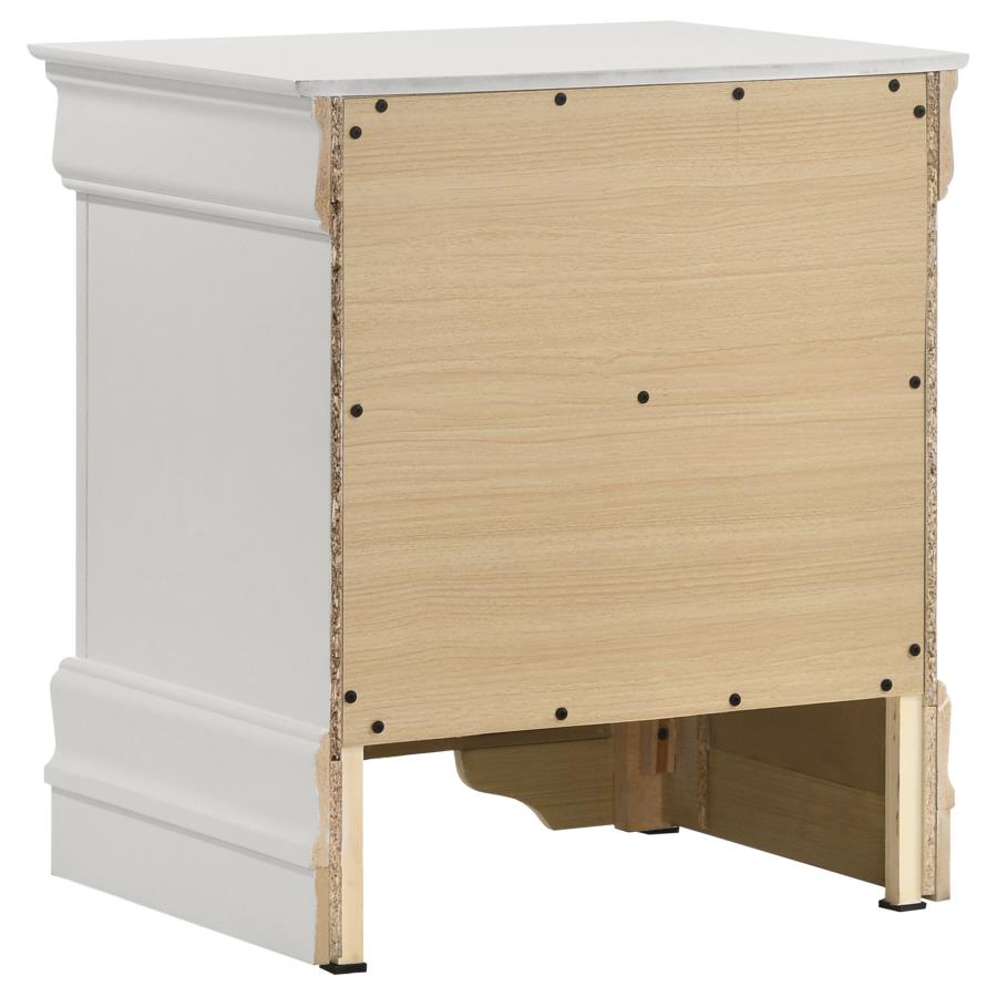 LOUIS PHILIPPE 2-DRAWER NIGHTSTAND BEDSIDE TABLE WHITE