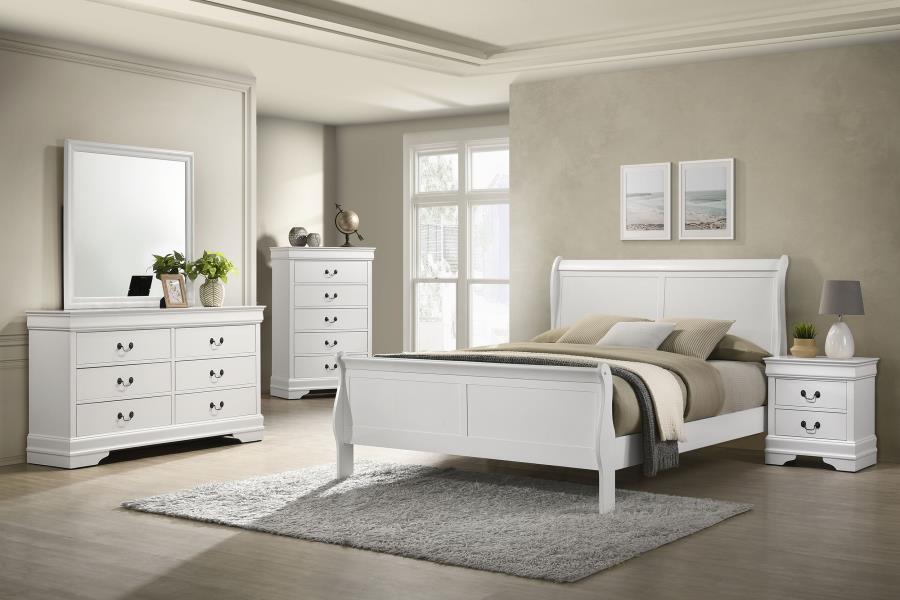 LOUIS PHILIPPE 2-DRAWER NIGHTSTAND BEDSIDE TABLE WHITE
