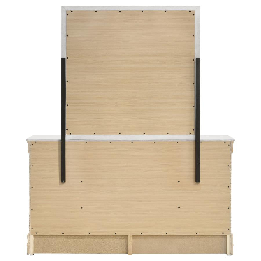 LOUIS PHILIPPE 6-DRAWER DRESSER AND MIRROR WHITE