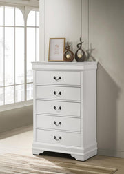LOUIS PHILIPPE 5-DRAWER BEDROOM CHEST WHITE