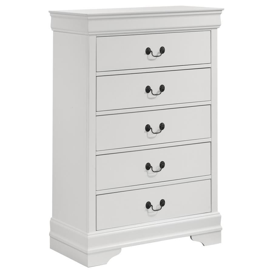 LOUIS PHILIPPE 5-DRAWER BEDROOM CHEST WHITE