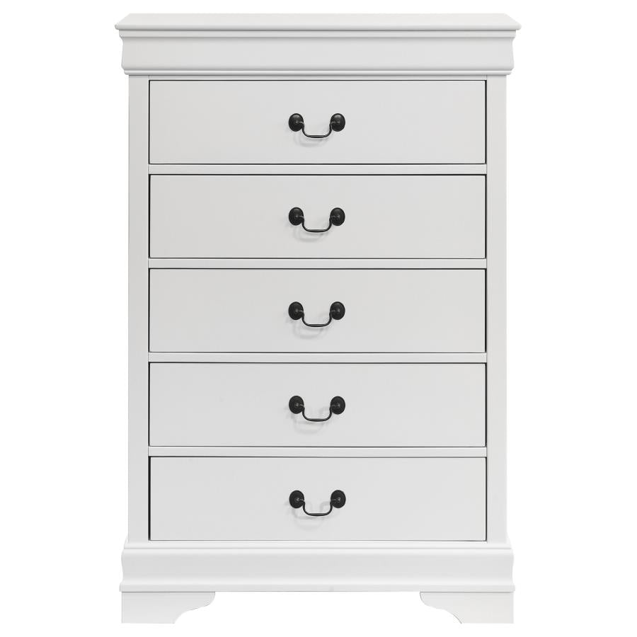 LOUIS PHILIPPE 5-DRAWER BEDROOM CHEST WHITE