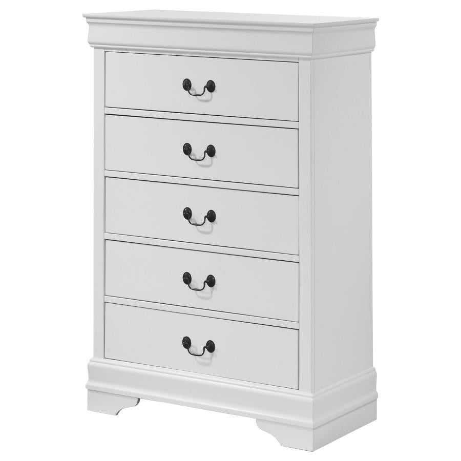 LOUIS PHILIPPE 5-DRAWER BEDROOM CHEST WHITE