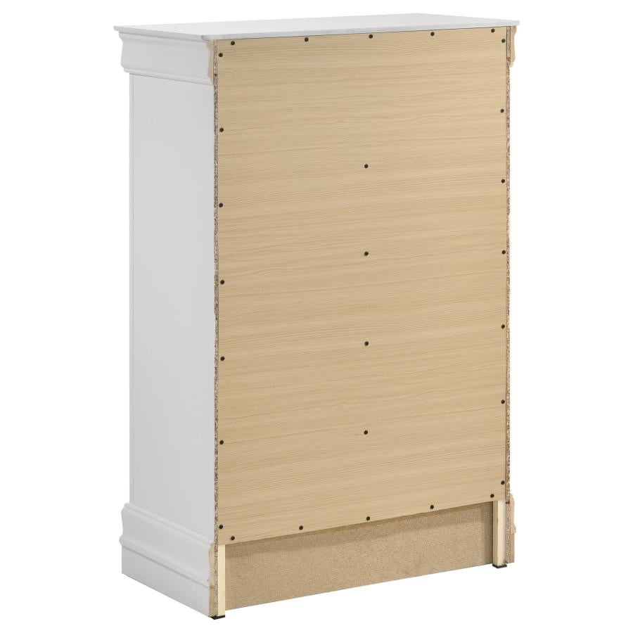 LOUIS PHILIPPE 5-DRAWER BEDROOM CHEST WHITE