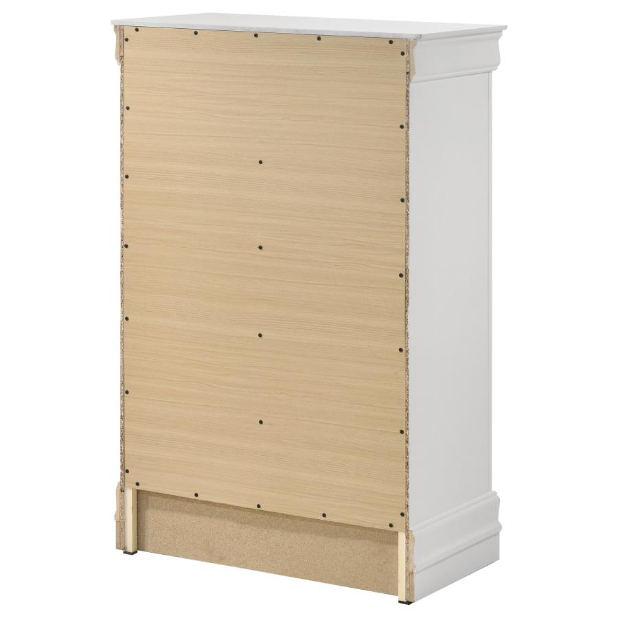 LOUIS PHILIPPE 5-DRAWER BEDROOM CHEST WHITE