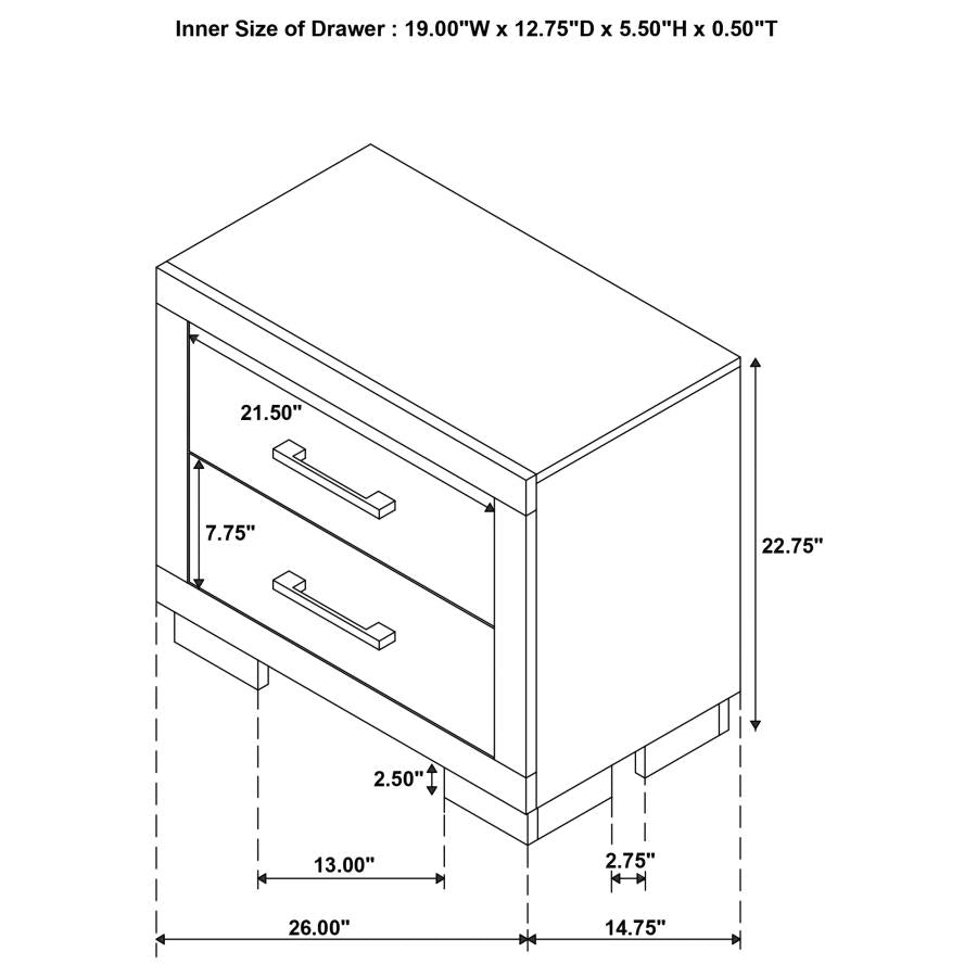 JESSICA 2-DRAWER NIGHTSTAND SNOW WHITE WITH PANEL