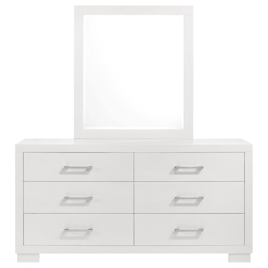 JESSICA 6-DRAWER DRESSER WITH MIRROR SNOW WHITE