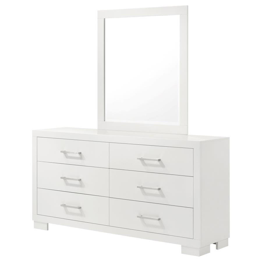 JESSICA 6-DRAWER DRESSER WITH MIRROR SNOW WHITE