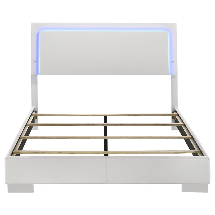 FELICITY WOOD LED PANEL BED WHITE HIGH GLOSS