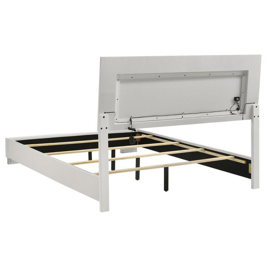 FELICITY WOOD LED PANEL BED WHITE HIGH GLOSS