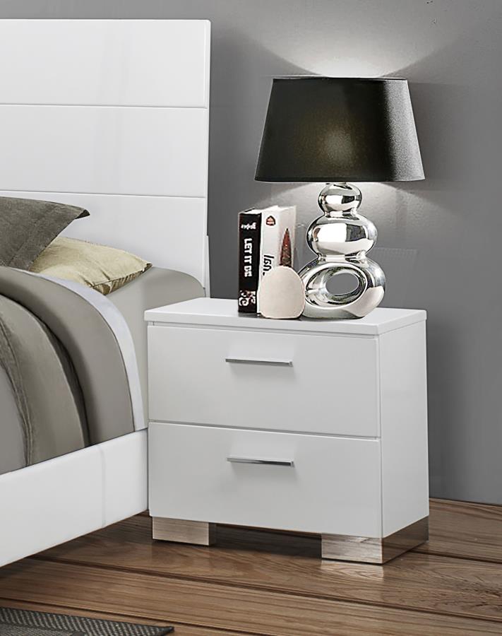 FELICITY 2-DRAWER NIGHTSTAND WHITE HIGH GLOSS