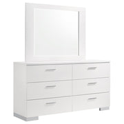 FELICITY 6-DRAWER WOOD DRESSER WITH MIRROR WHITE HIGH GLOSS