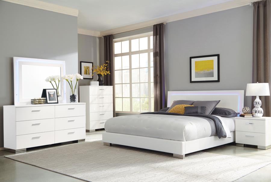 FELICITY 5-DRAWER BEDROOM CHEST WHITE HIGH GLOSS