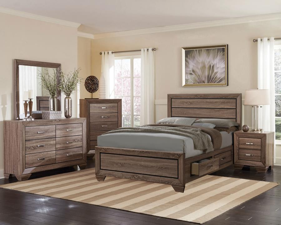 KAUFFMAN 5-PIECE BEDROOM SET WASHED TAUPE