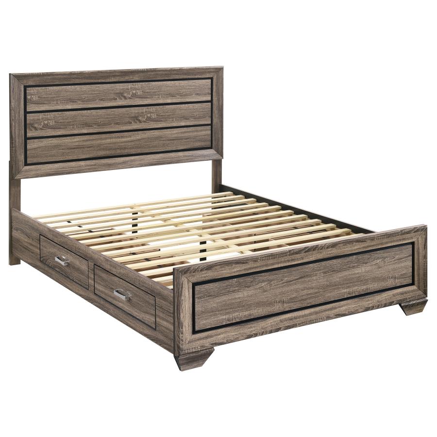 KAUFFMAN WOOD QUEEN STORAGE PANEL BED WASHED TAUPE