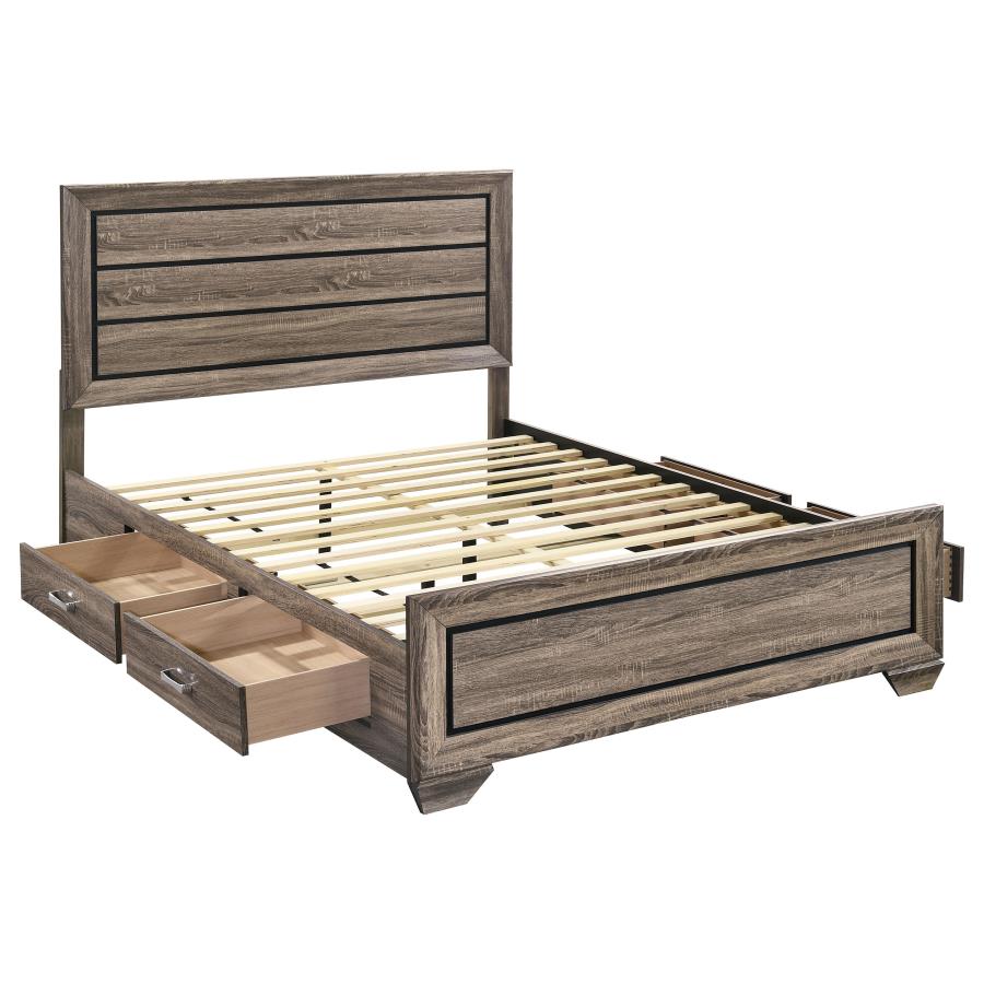 KAUFFMAN WOOD QUEEN STORAGE PANEL BED WASHED TAUPE
