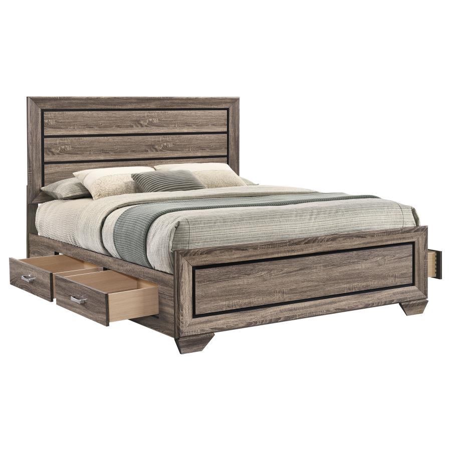 KAUFFMAN WOOD QUEEN STORAGE PANEL BED WASHED TAUPE