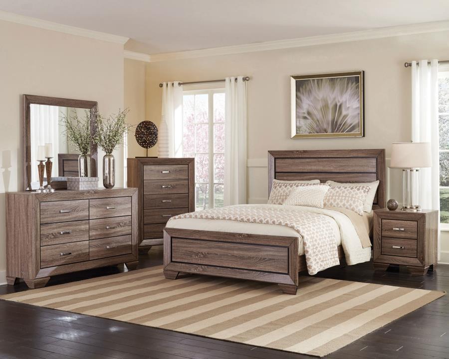 KAUFFMAN 5-PIECE BEDROOM SET WASHED TAUPE
