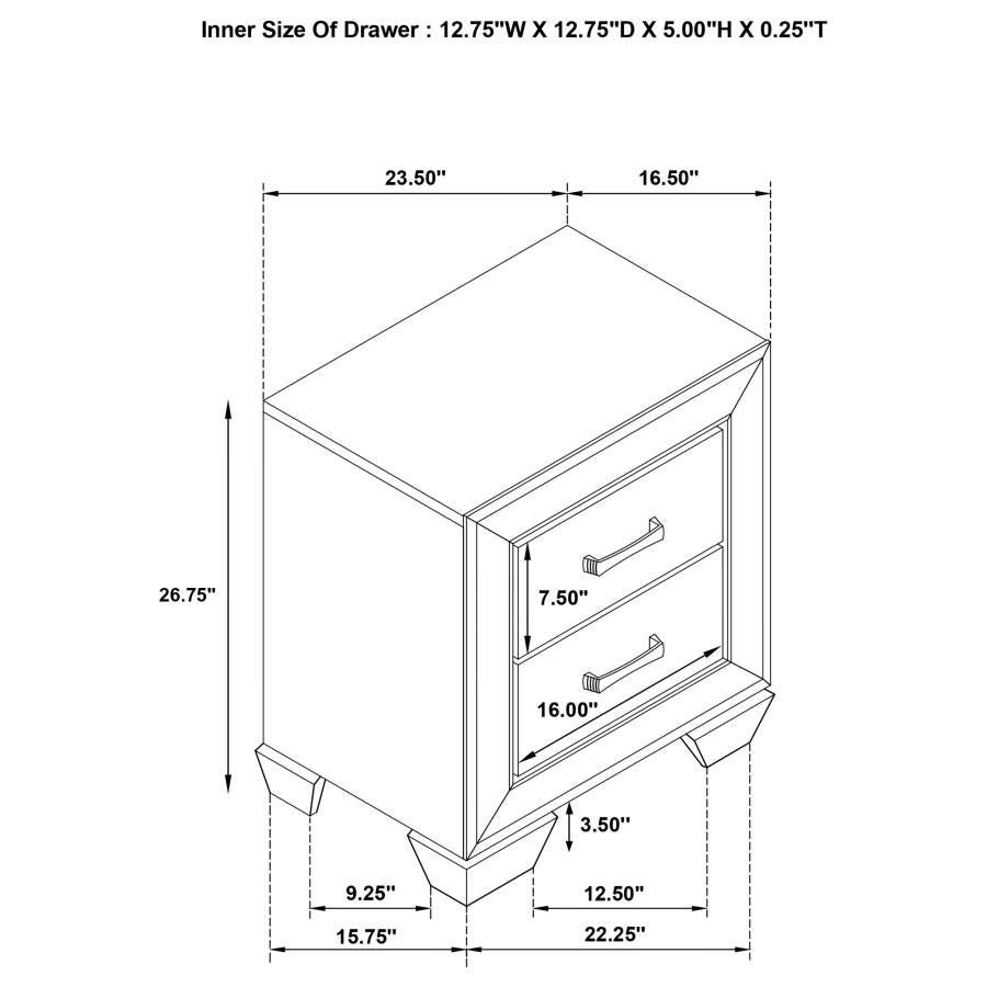 KAUFFMAN 2-DRAWER NIGHTSTAND WASHED TAUPE