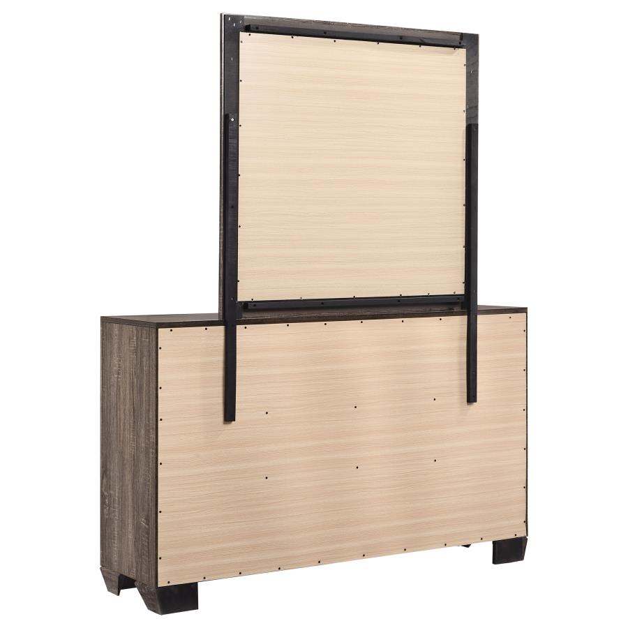 KAUFFMAN 6-DRAWER DRESSER WITH MIRROR WASHED TAUPE