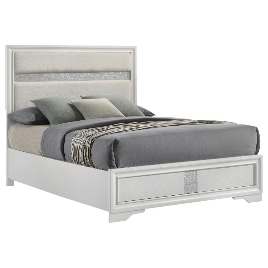 MIRANDA 54-INCH UPHOLSTERED QUEEN PANEL BED WHITE