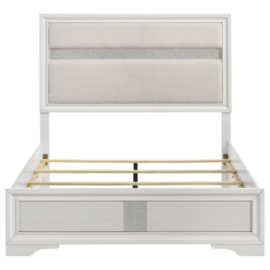 MIRANDA 54-INCH UPHOLSTERED QUEEN PANEL BED WHITE