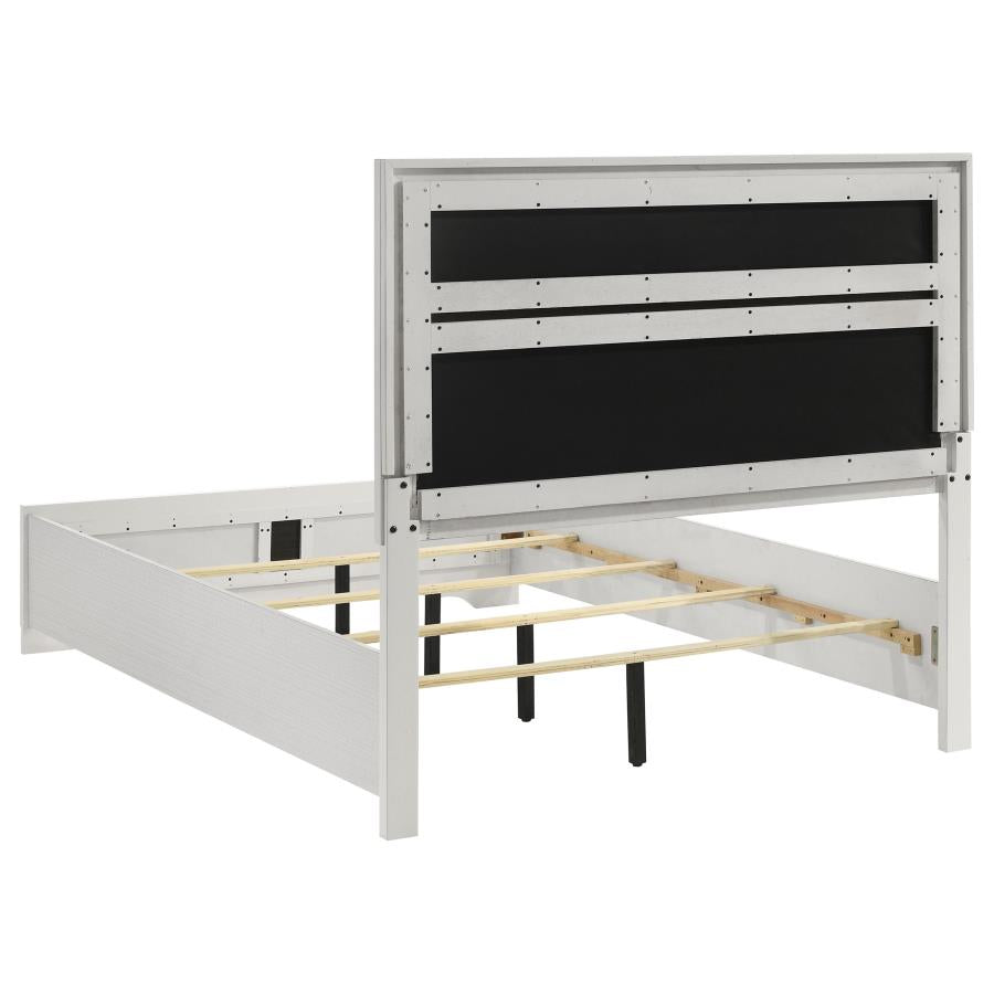 MIRANDA 54-INCH UPHOLSTERED QUEEN PANEL BED WHITE