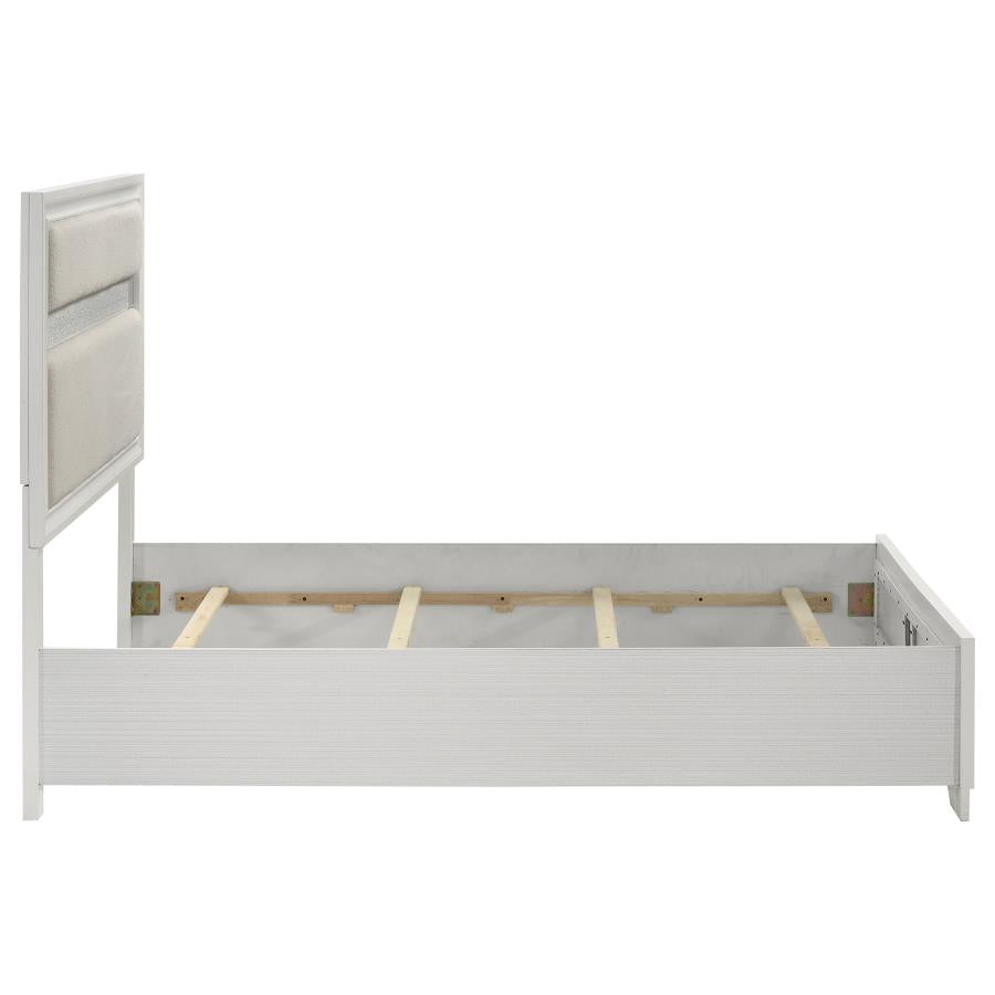 MIRANDA 54-INCH UPHOLSTERED QUEEN PANEL BED WHITE
