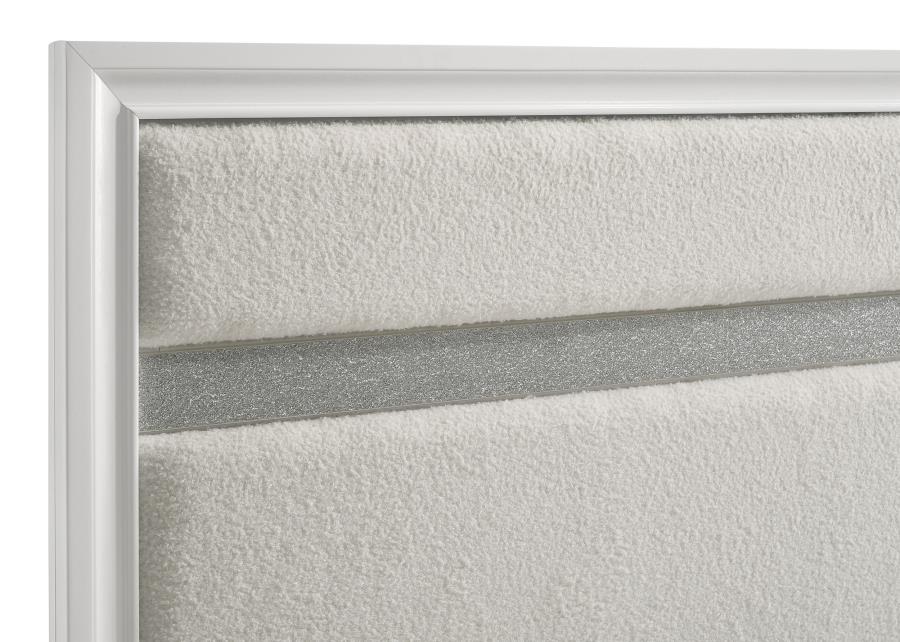 MIRANDA 54-INCH UPHOLSTERED QUEEN PANEL BED WHITE