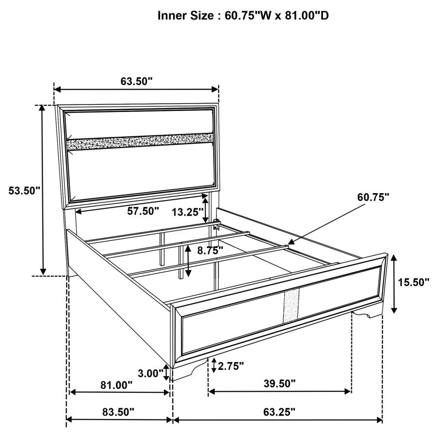 MIRANDA 54-INCH UPHOLSTERED QUEEN PANEL BED WHITE