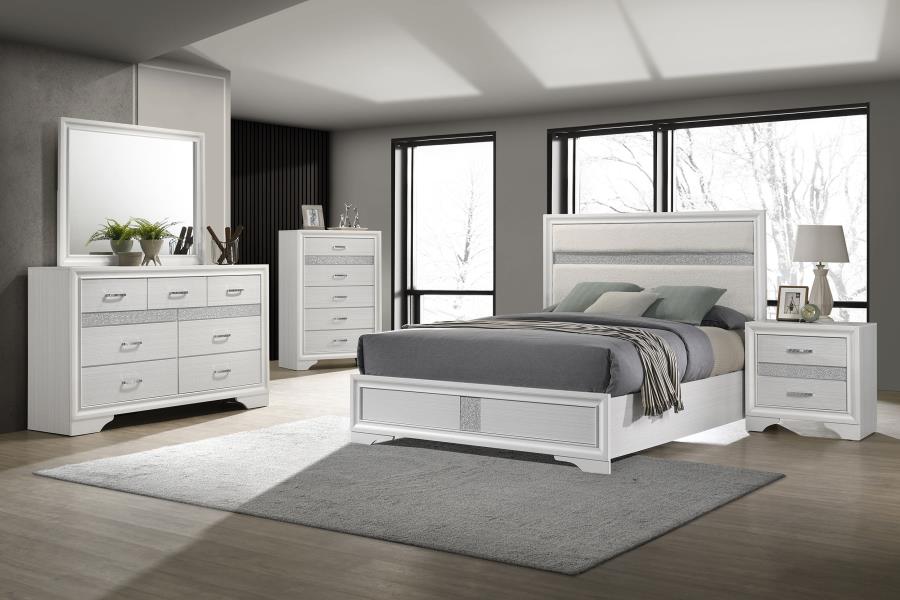 MIRANDA 54-INCH UPHOLSTERED QUEEN PANEL BED WHITE