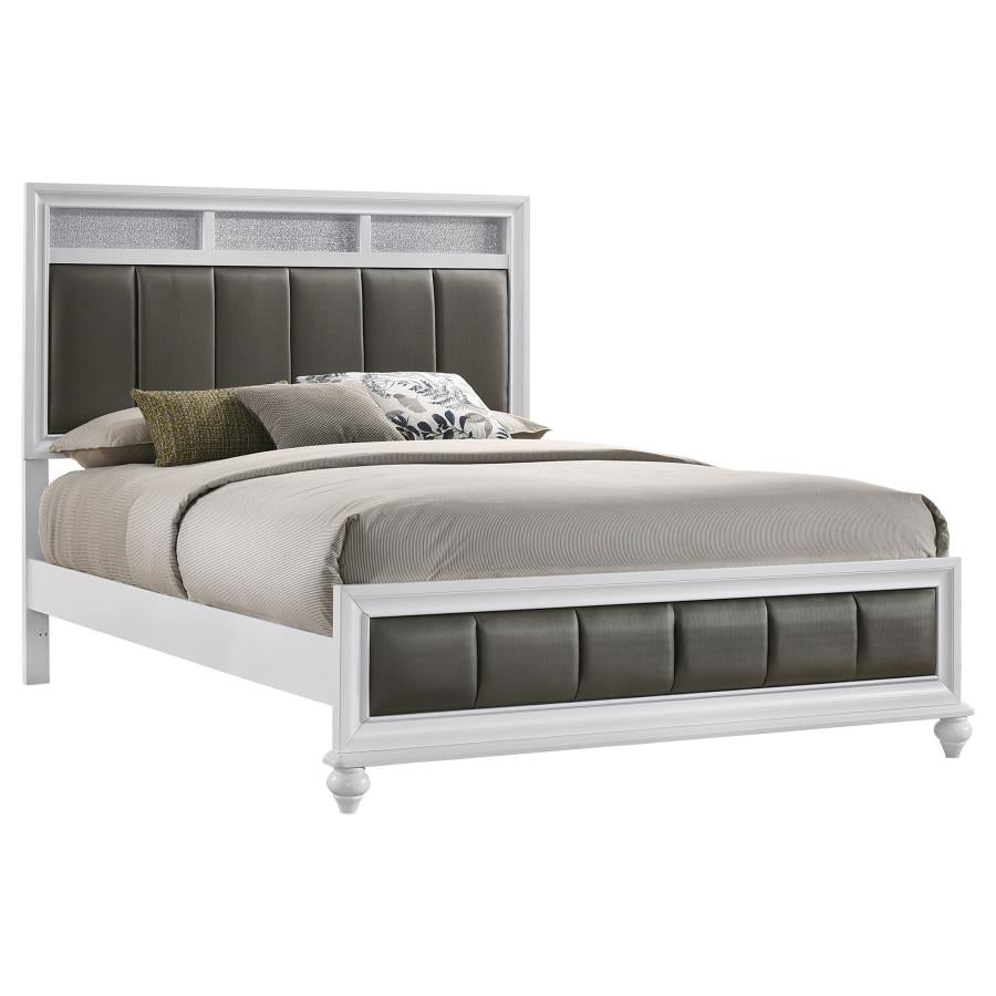 BARZINI WOOD QUEEN PANEL BED WHITE